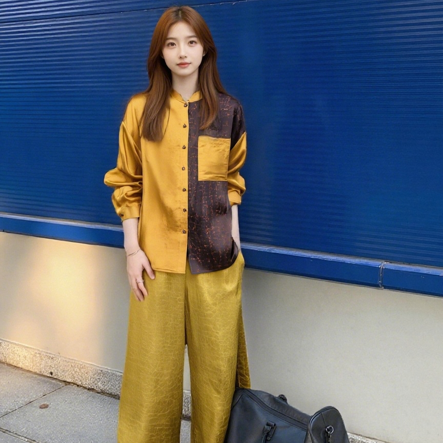 中国丝绸隆鹊『莨珠记 金缎龟』香云纱上衣新中式女装百搭设计高档