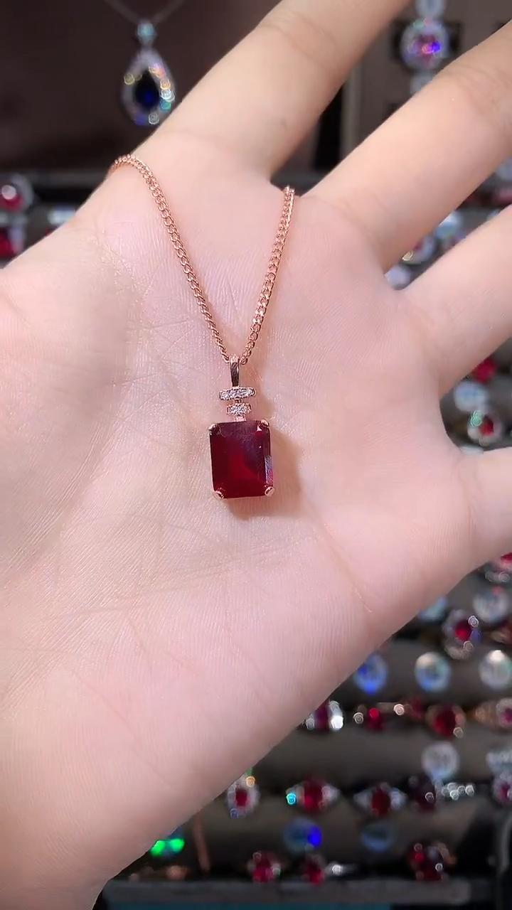 吊坠(赠链)银S925镶嵌红宝石810
