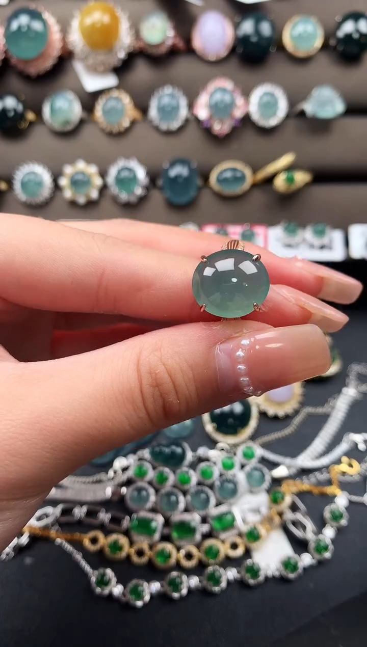 【闪购商品】翡翠戒指银S925镶嵌521141