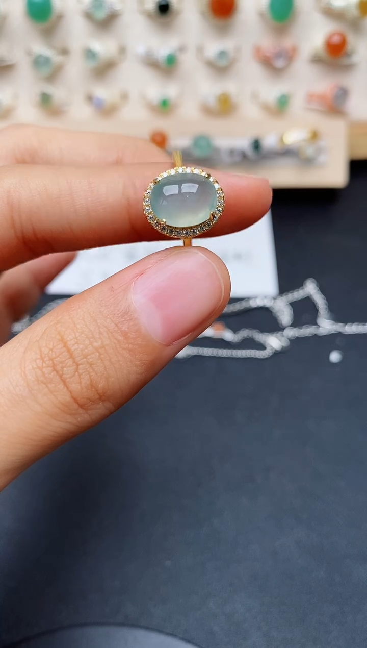 【闪购商品】翡翠戒指银S925镶嵌缅甸翡翠