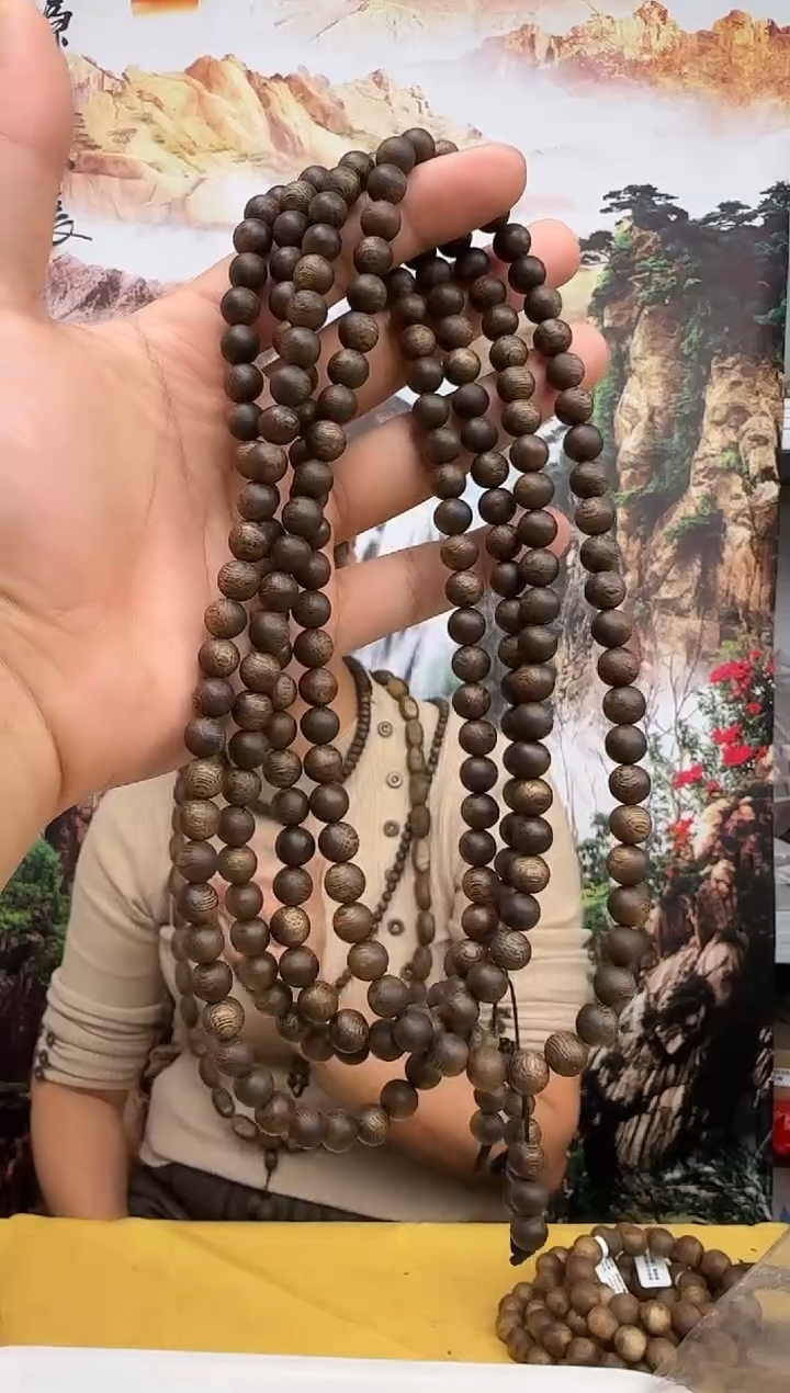 沉香手串高货奇楠白奇虫漏圆珠多圈卡8多样性发一条