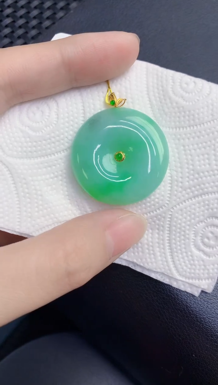 颈饰18K金镶嵌翡翠天然翡翠缅甸A货