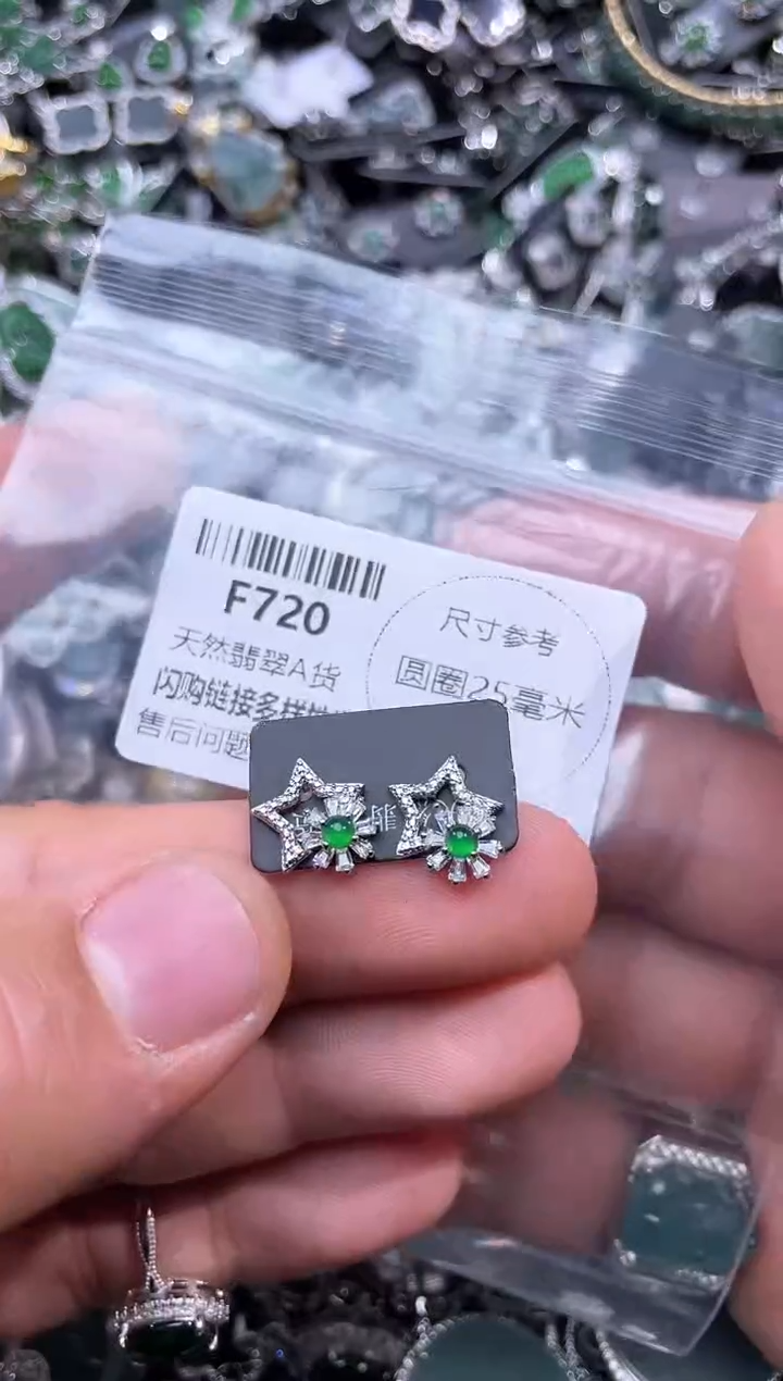 【闪购商品】翡翠颈饰未镶嵌F720耳钉