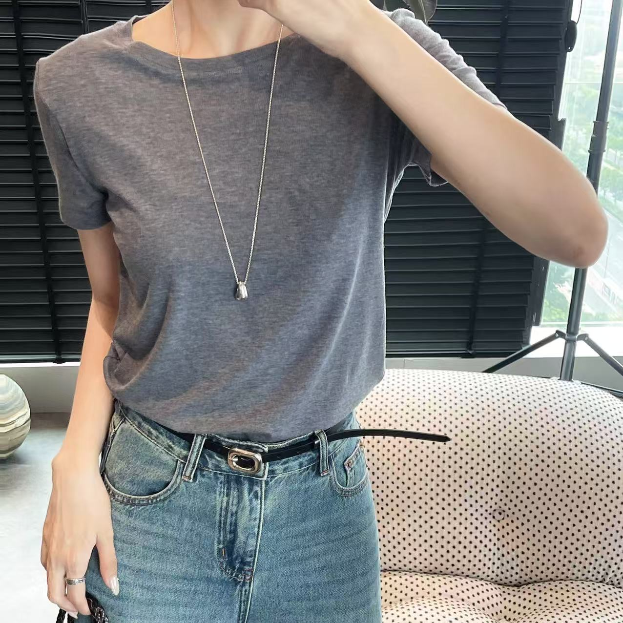 [精简穿搭]早春新款纯色软糯修身内搭修身圆领