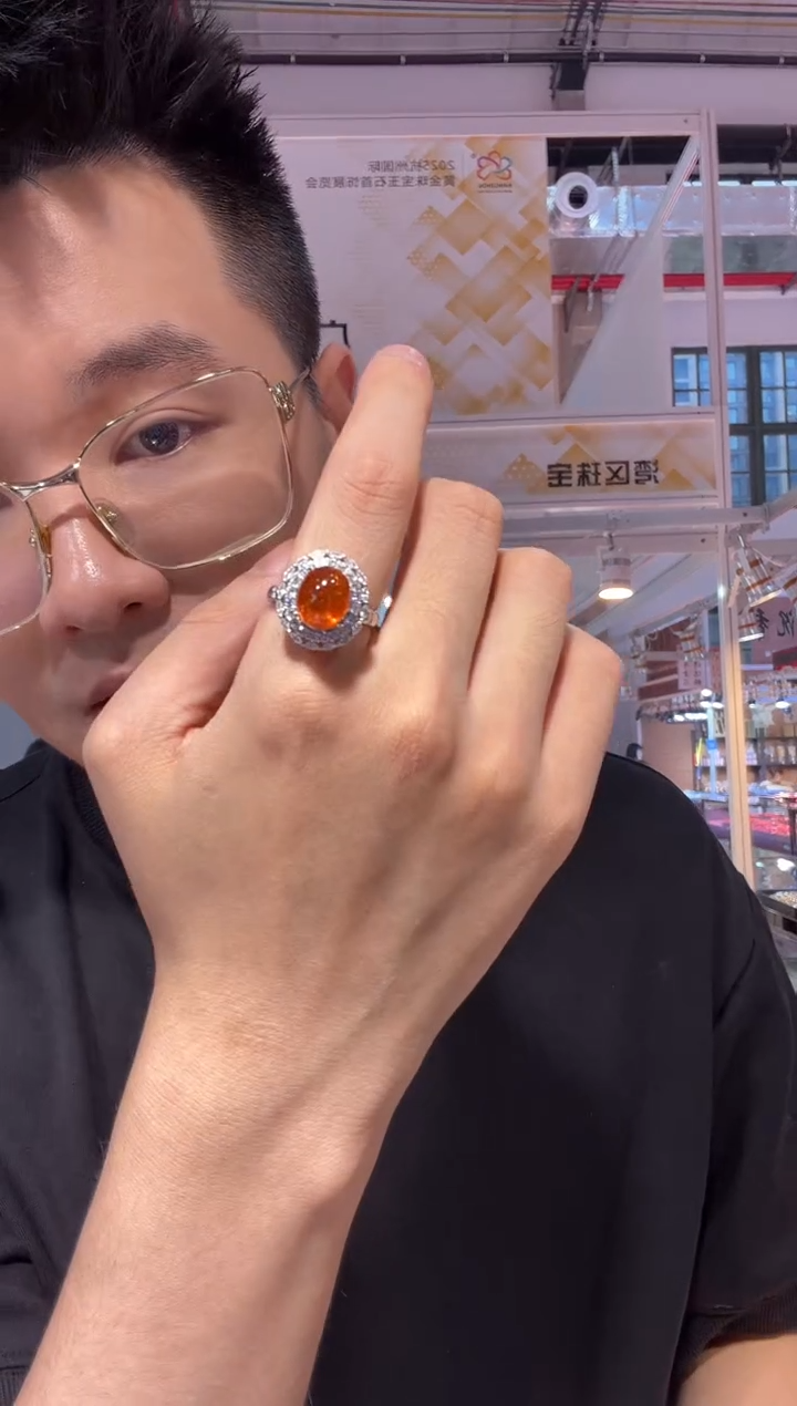 银S925镶嵌戒指定制石榴石SR0220