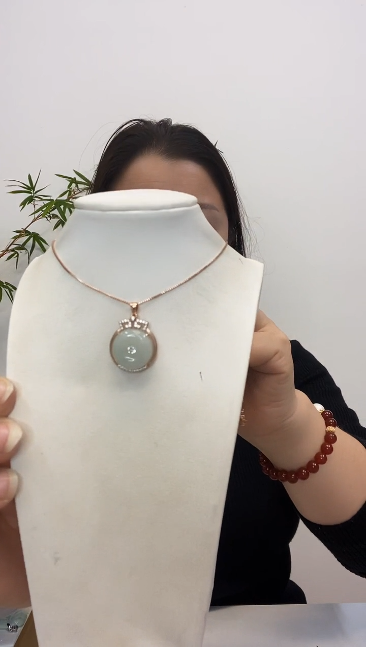 【闪购商品】翡翠颈饰银S925镶嵌小平安扣赠合金链