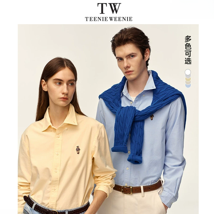 TeenieWeenie小熊男女同款休闲衬衫2025春季新款翻领时尚长袖衬衣
