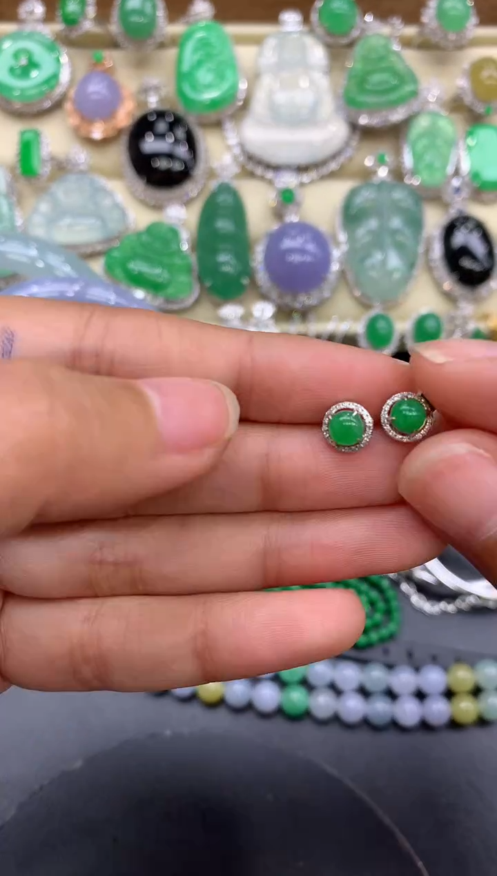 【闪购商品】翡翠耳饰18K金镶嵌105-中国好珍宝