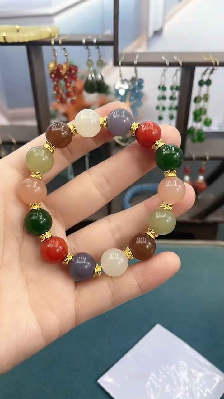 未镶嵌耳饰玛瑙/玉髓多宝手串