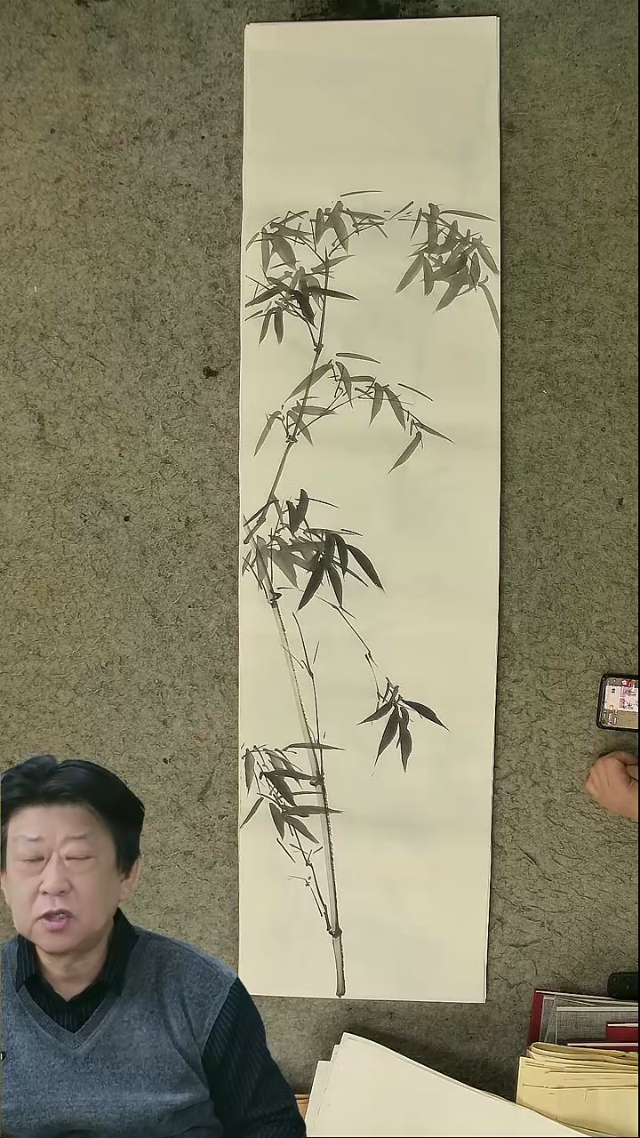 国画四尺对开  墨竹条屏 34*138cm