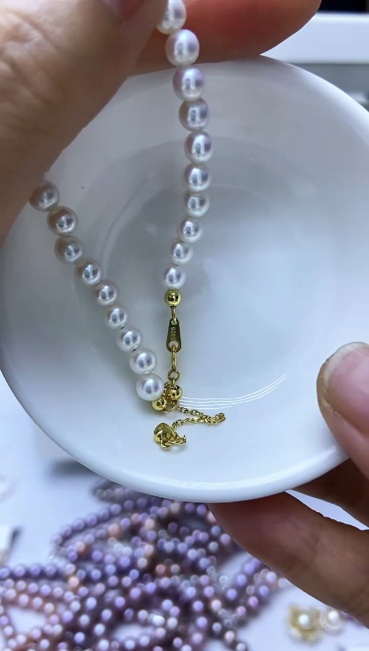 银S925镶嵌淡水珍珠耳饰手链