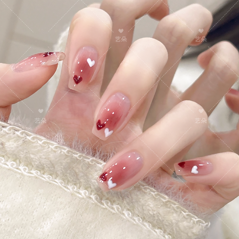 【心心相印】穿戴甲美甲纯手工制作甲片指甲油胶短款中长款2025新款