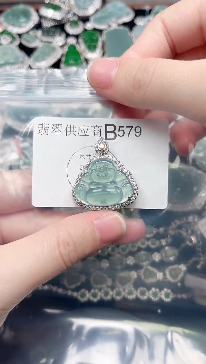 翡翠未镶嵌颈饰赠皮绳579
