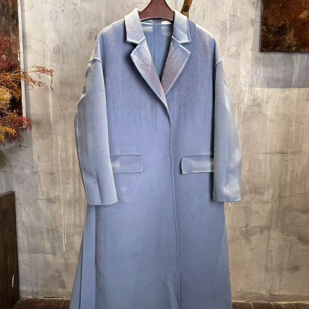 NatureDye 【美侖美奂】TJ5810169植物染高开叉手工针绒双面呢外套