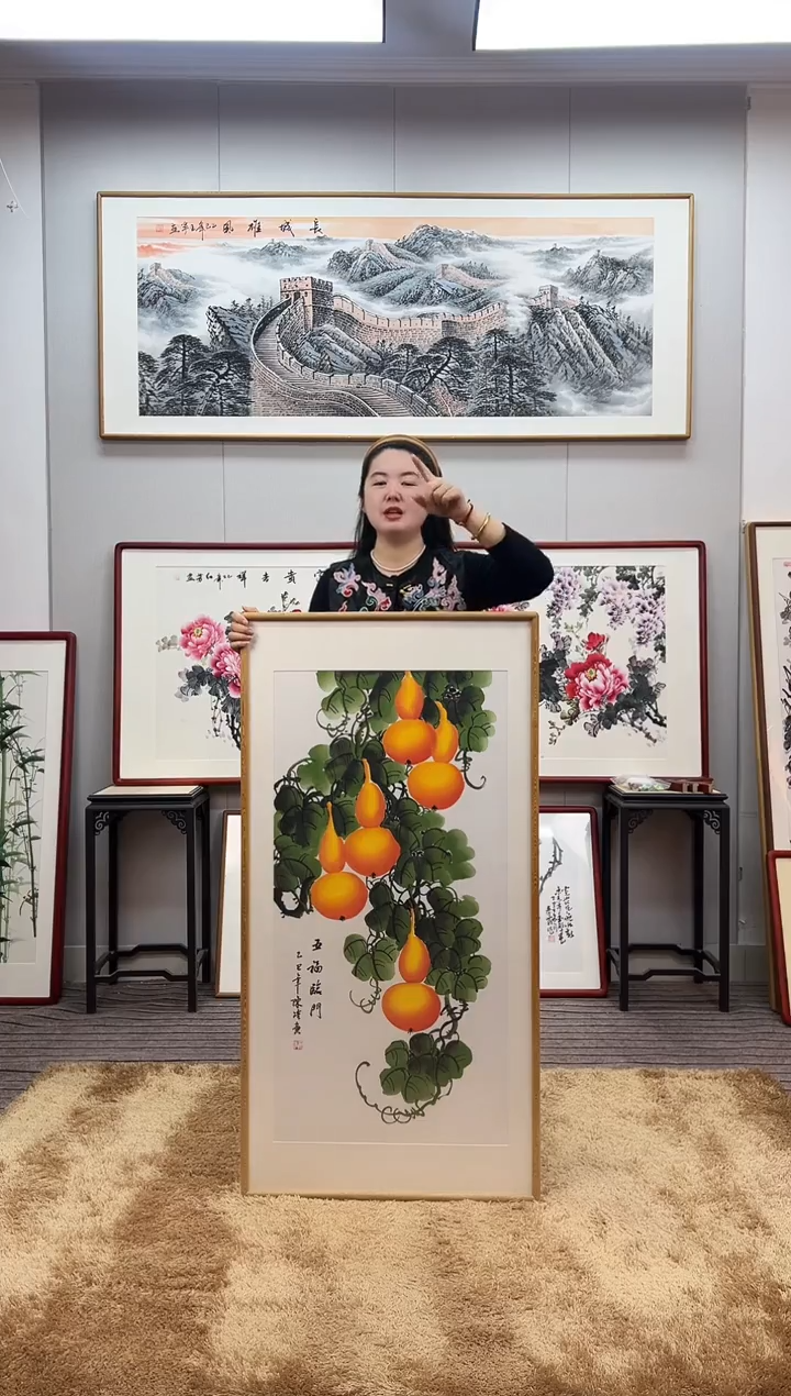 国画手绘葫芦122*62尺寸