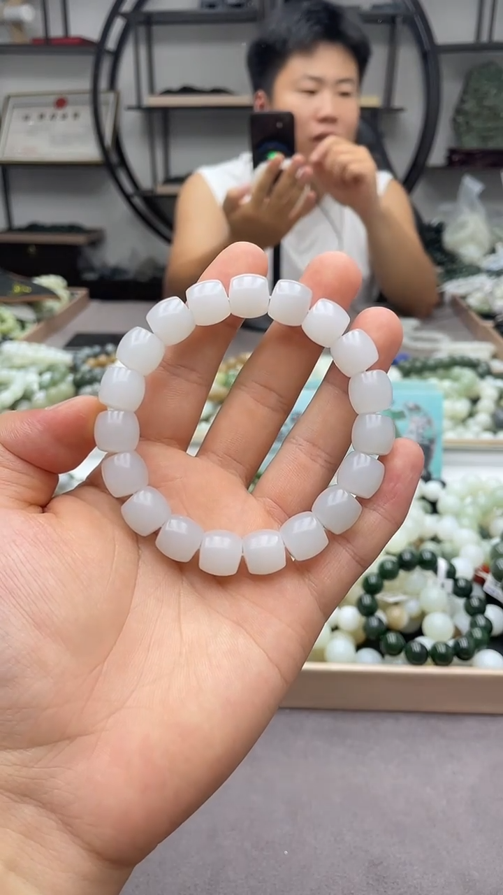 手串未镶嵌和田玉青海白玉12直切