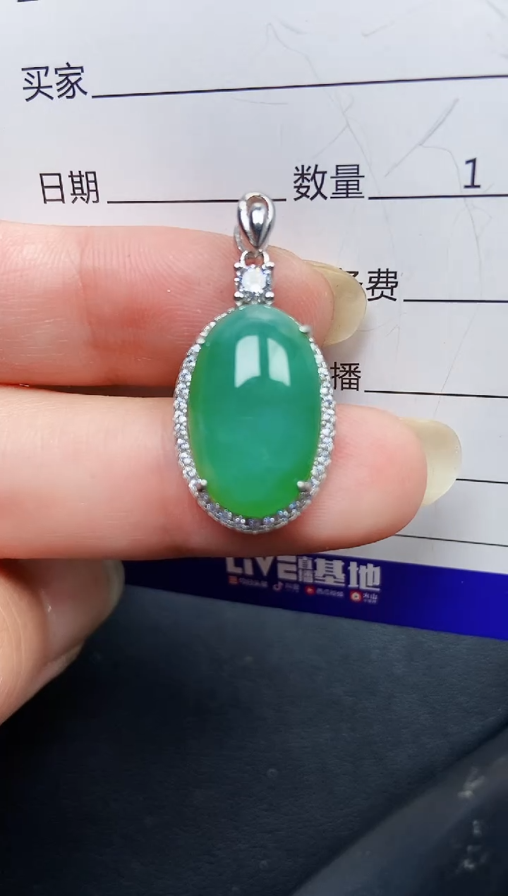 翡翠银S925镶嵌颈饰6574