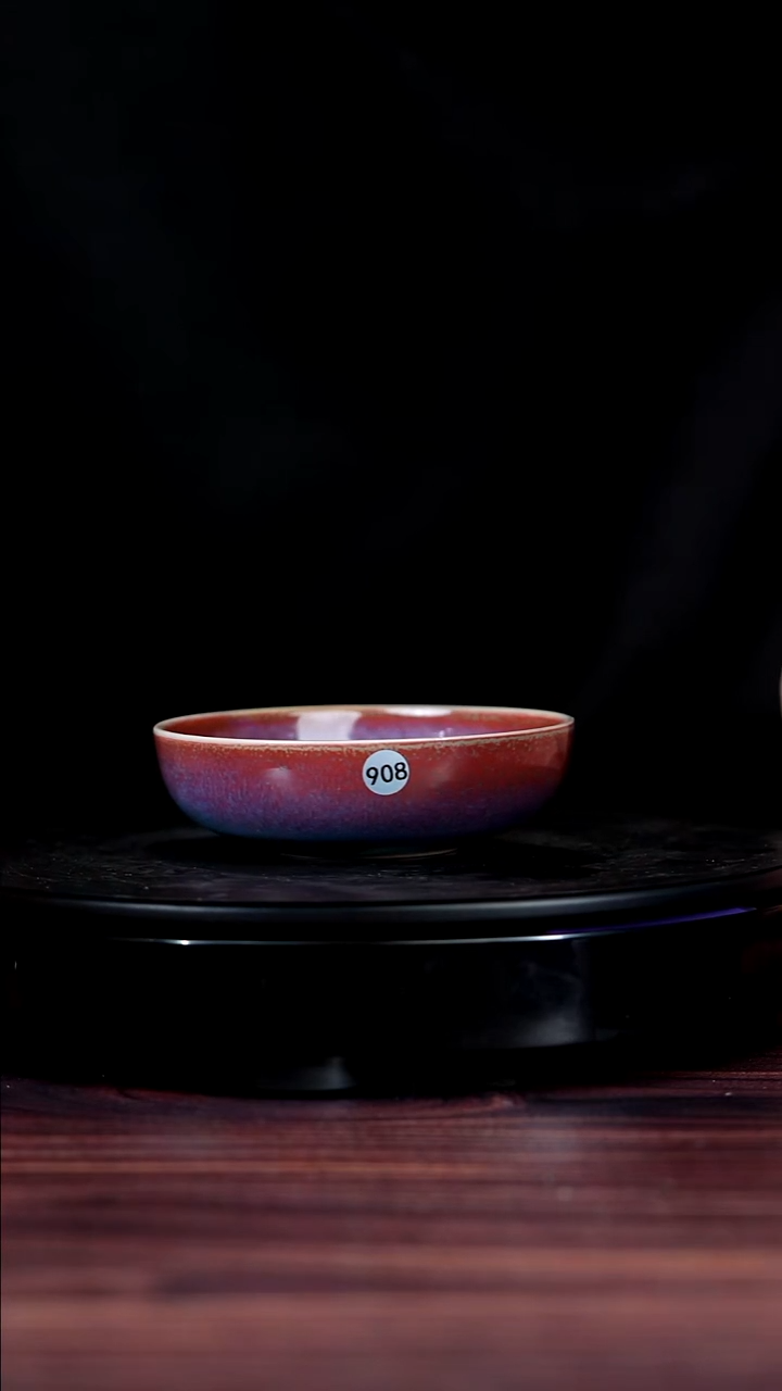 908#李盼龙一级品原矿钧瓷半月普洱盏