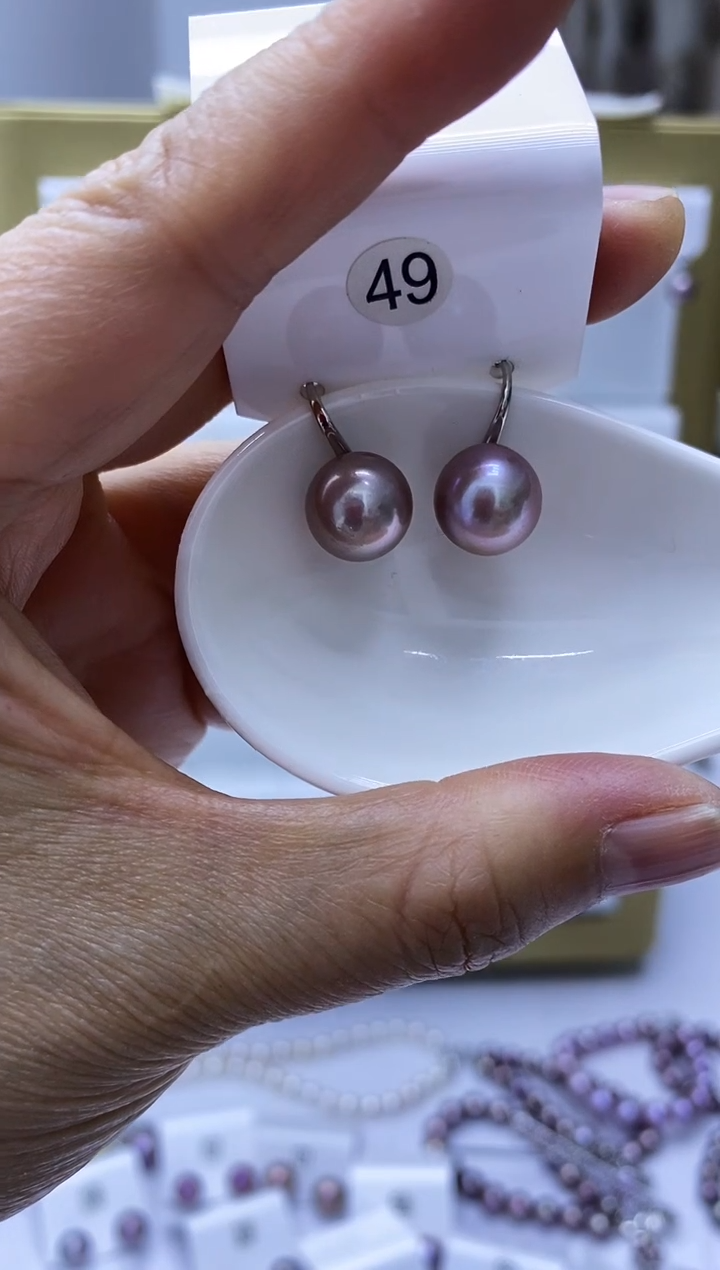 银S925镶嵌耳饰淡水珍珠49