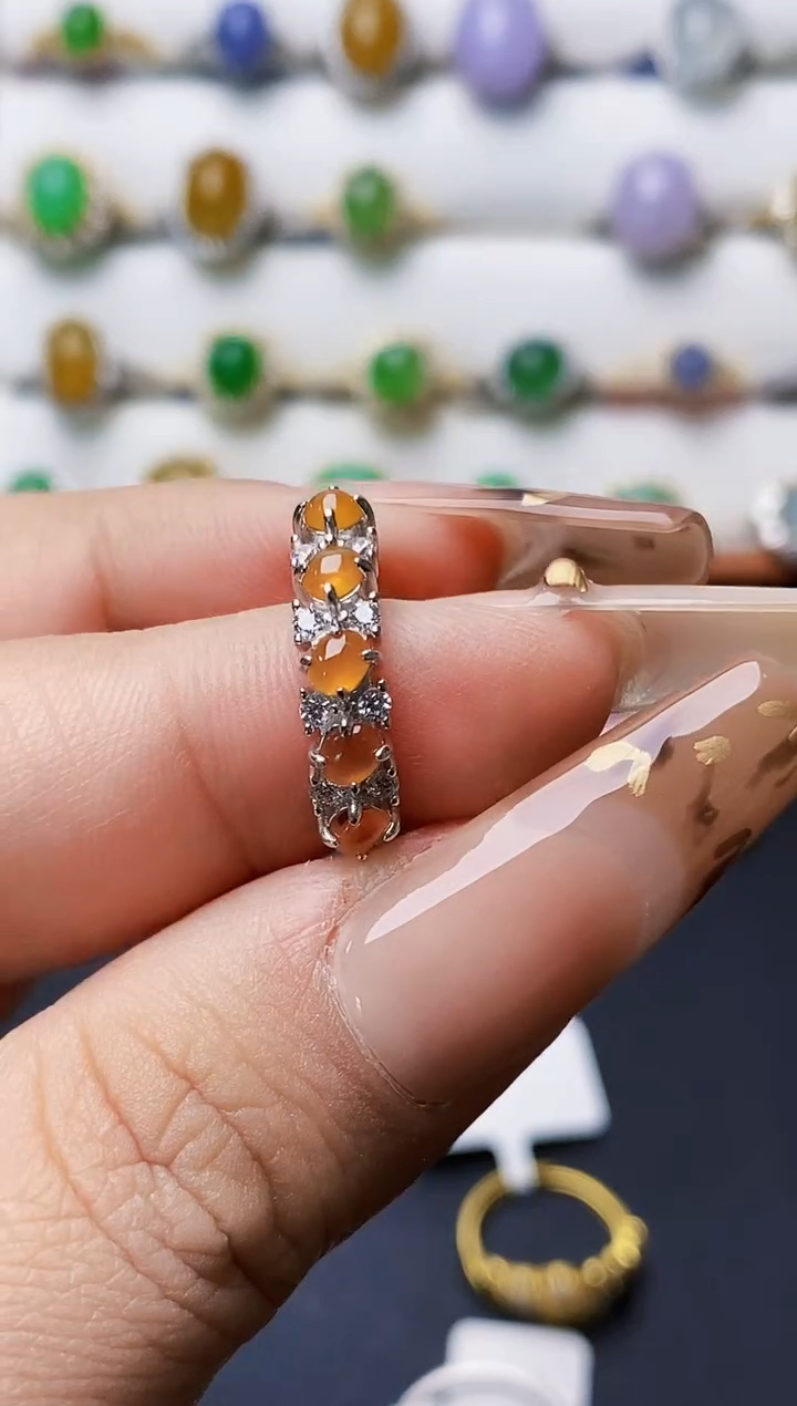 银S925镶嵌戒指翡翠-*0562