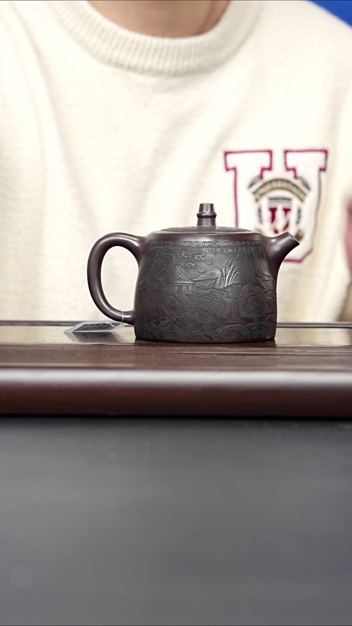 茶壶紫砂宜兴紫砂 莲花汉铎石红 钱兴芳 404
