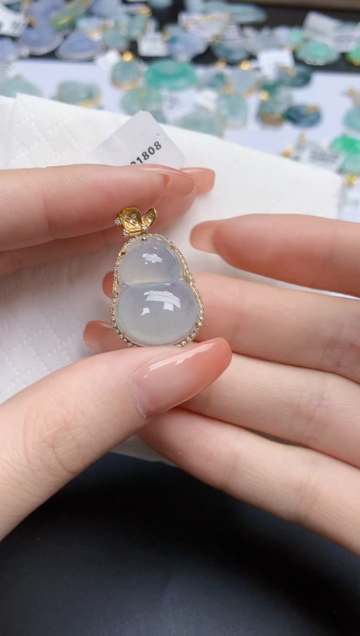 【闪购商品】翡翠颈饰18K金镶嵌天然缅甸翡翠A货