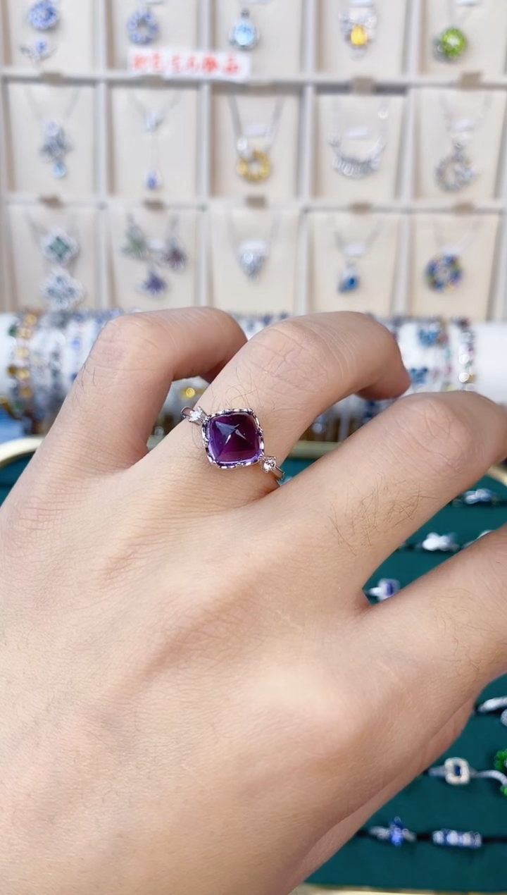 【闪购商品】紫晶戒指银S925镶嵌带证书
