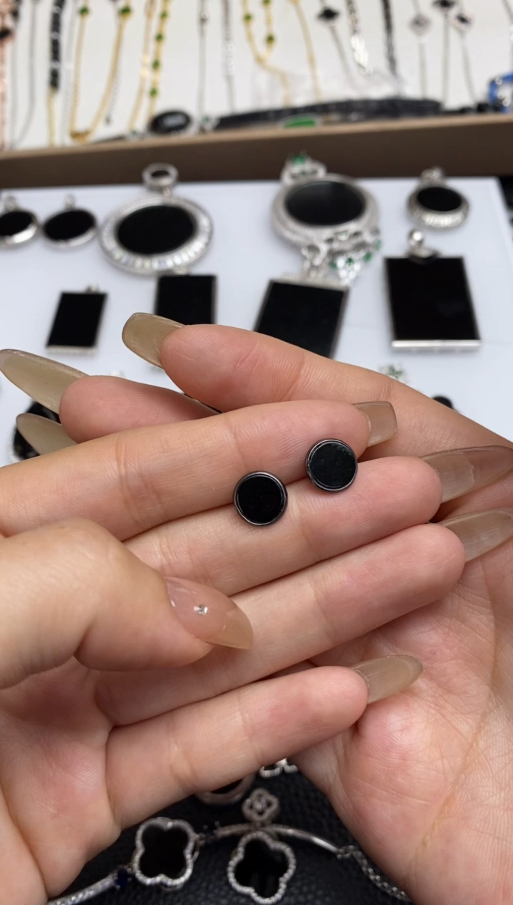 银S925镶嵌定制翡翠翡翠饰品~