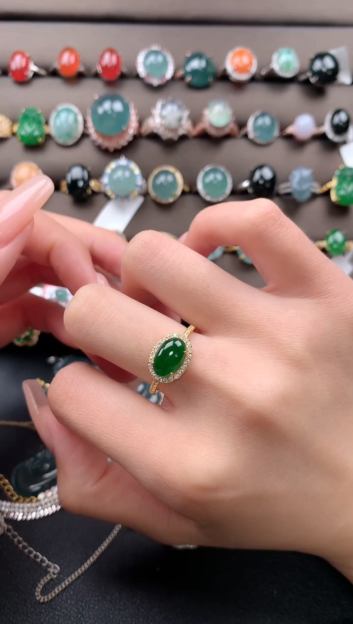 【闪购商品】翡翠戒指银S925镶嵌323213