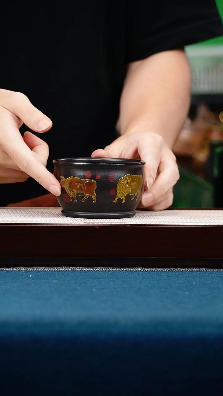 茶壶紫砂石黄 五牛珐琅彩 主人杯 全手工