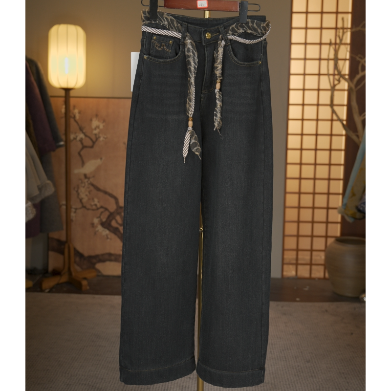 【云想佐老板-浅草没蹄】中式腰绳牛仔裤4950