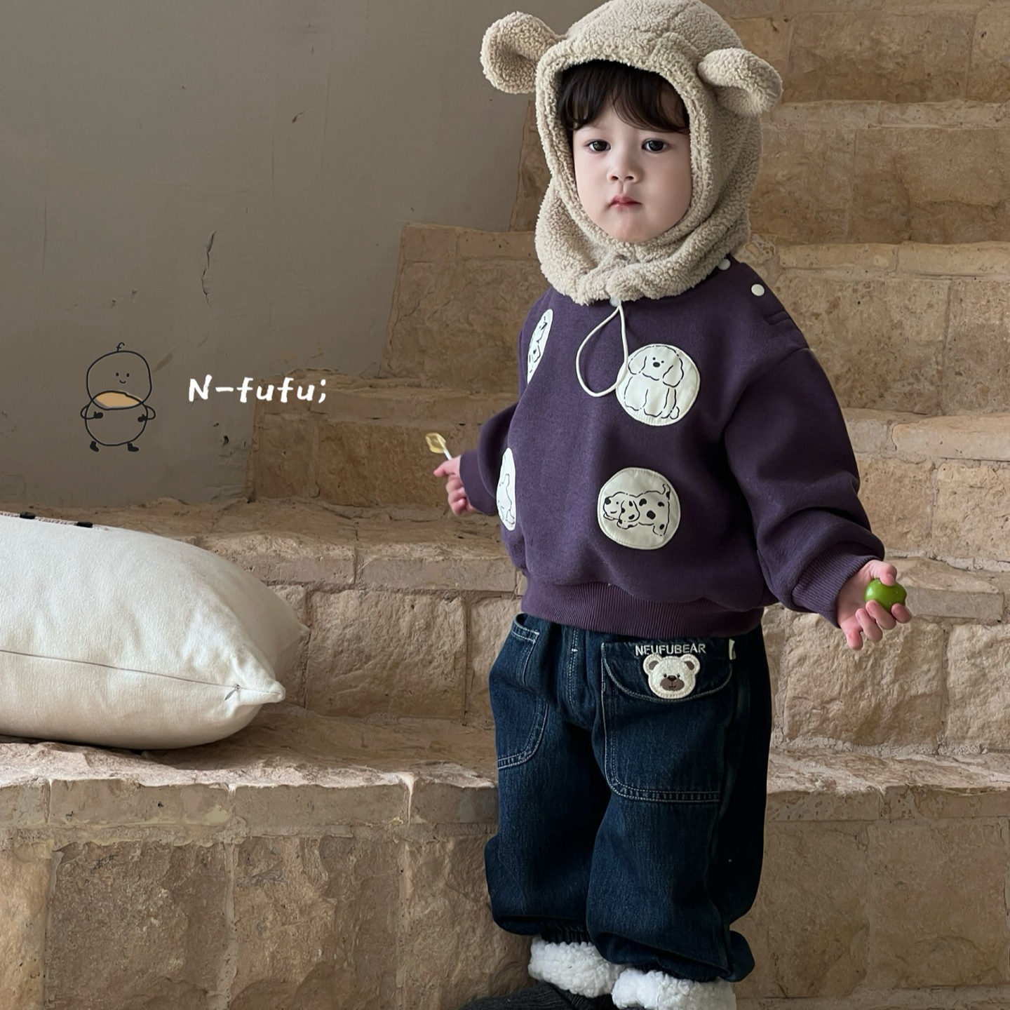 【贝】爱喜小宝贝奶芙芙加绒上衣加绒裤子加棉外套奶小西