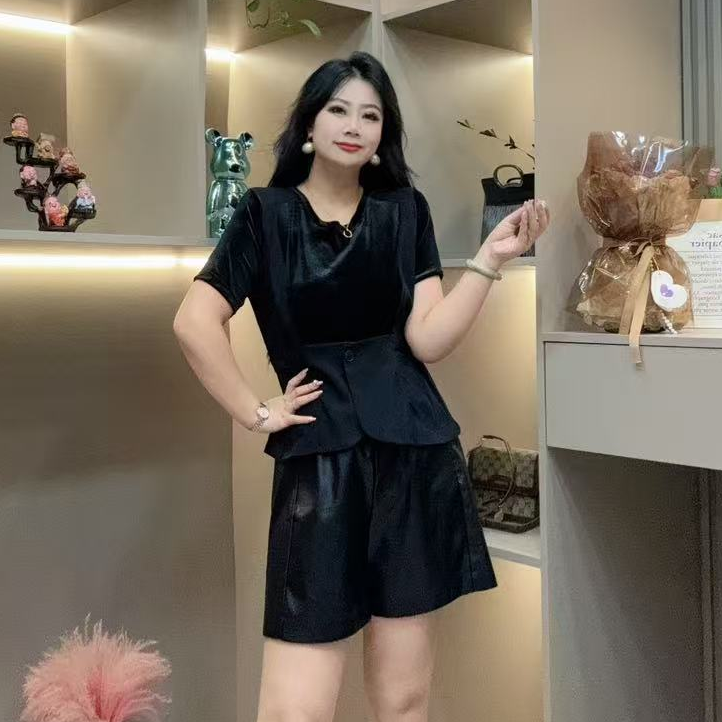 秋季上衣-甜 5026秋季时尚遮肉纯欲大码收腰拼接显瘦百搭气质上衣