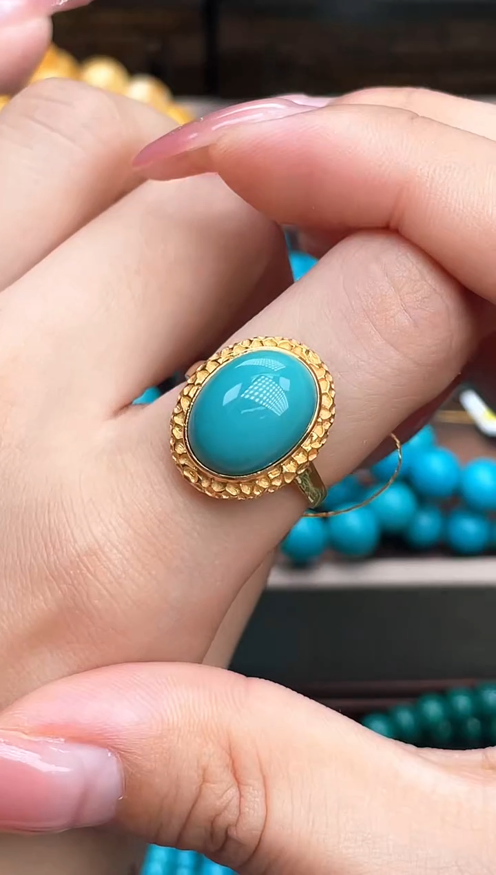 【闪购商品】绿松石珠宝奇石18K金镶嵌A053