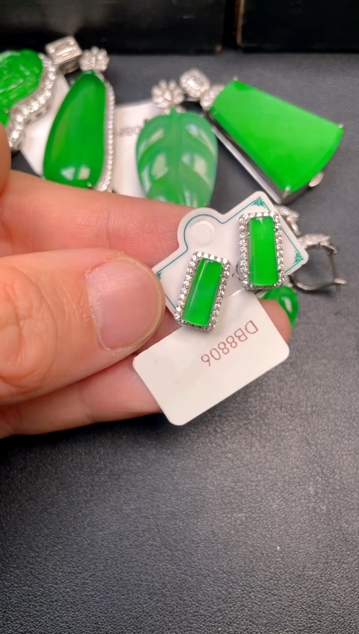 吊坠(不含链)银S925镶嵌翡翠erd 