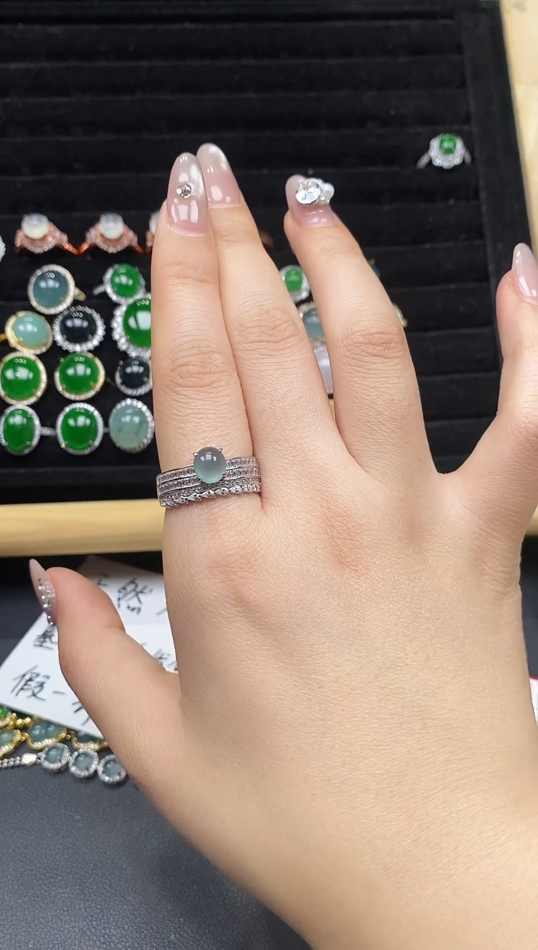 银S925镶嵌戒指翡翠111