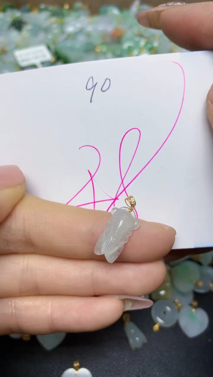 【闪购商品】翡翠挂件18K金镶嵌 天然翡翠A货