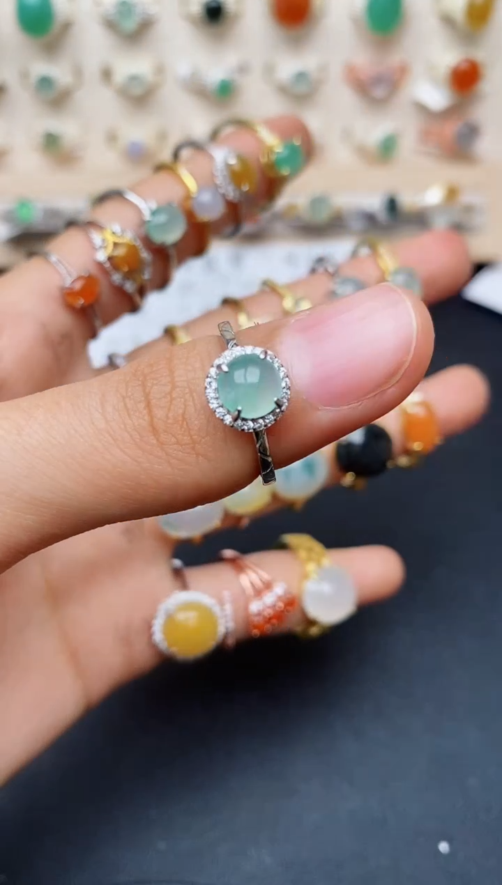 【闪购商品】翡翠戒指银S925镶嵌缅甸翡翠