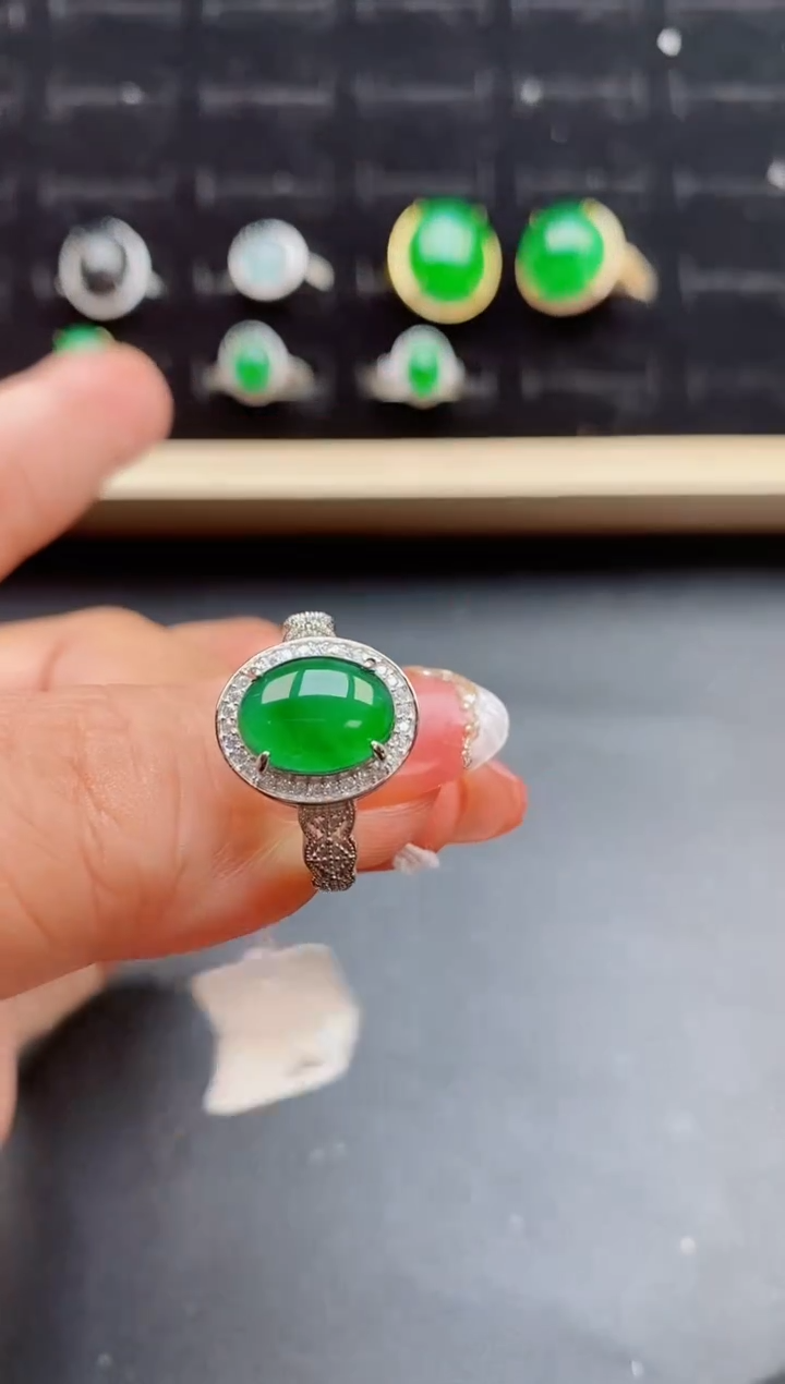 【闪购商品】翡翠戒指银S925镶嵌8505005