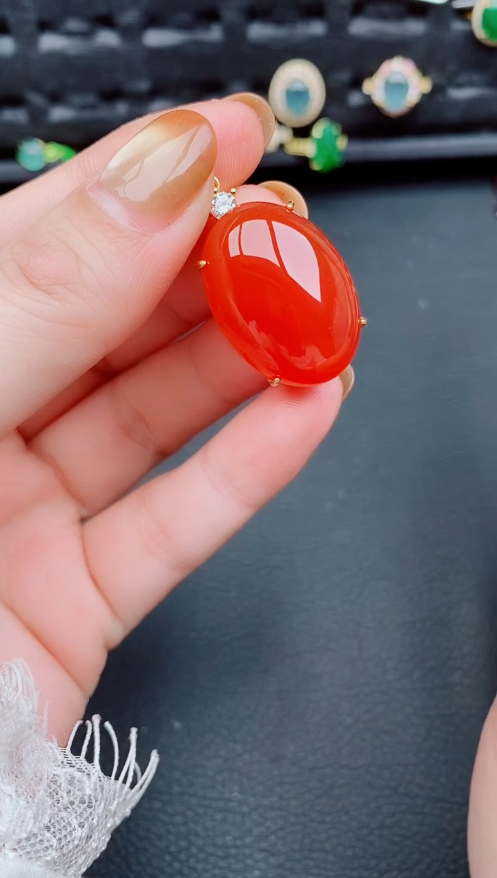 【闪购商品】玛瑙/玉髓颈饰银S925镶嵌天然a货翡翠420