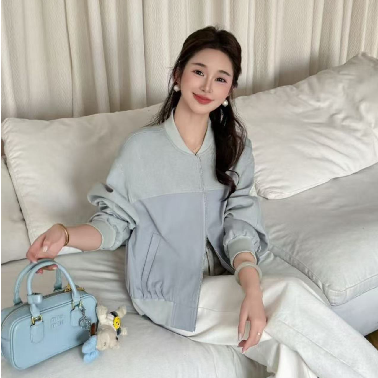 MY  2025春季女士新款时尚洋气亮片拼色外套   Y2501