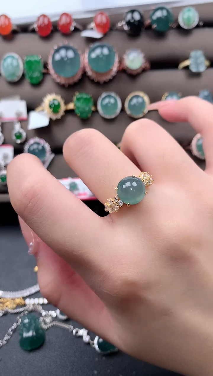 【闪购商品】翡翠戒指银S925镶嵌52141