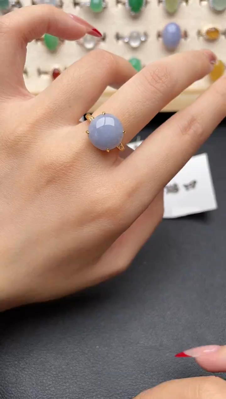 【闪购商品】翡翠戒指银S925镶嵌一物一证一礼盒