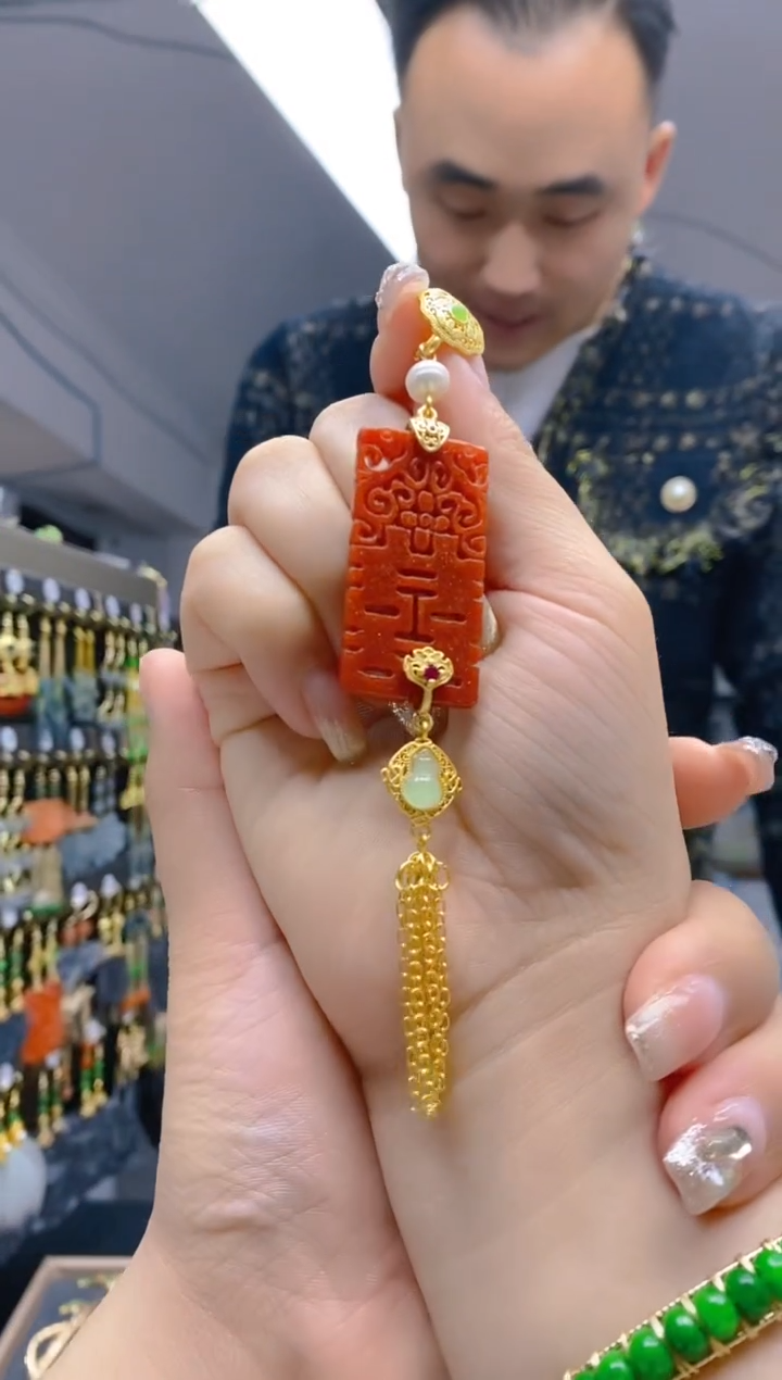 【闪购商品】翡翠耳饰合金241翡翠压襟