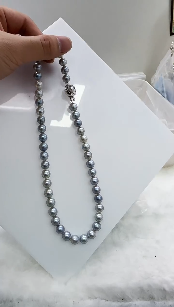 【闪购商品】海水珍珠DA未镶嵌灰珠串8 t925