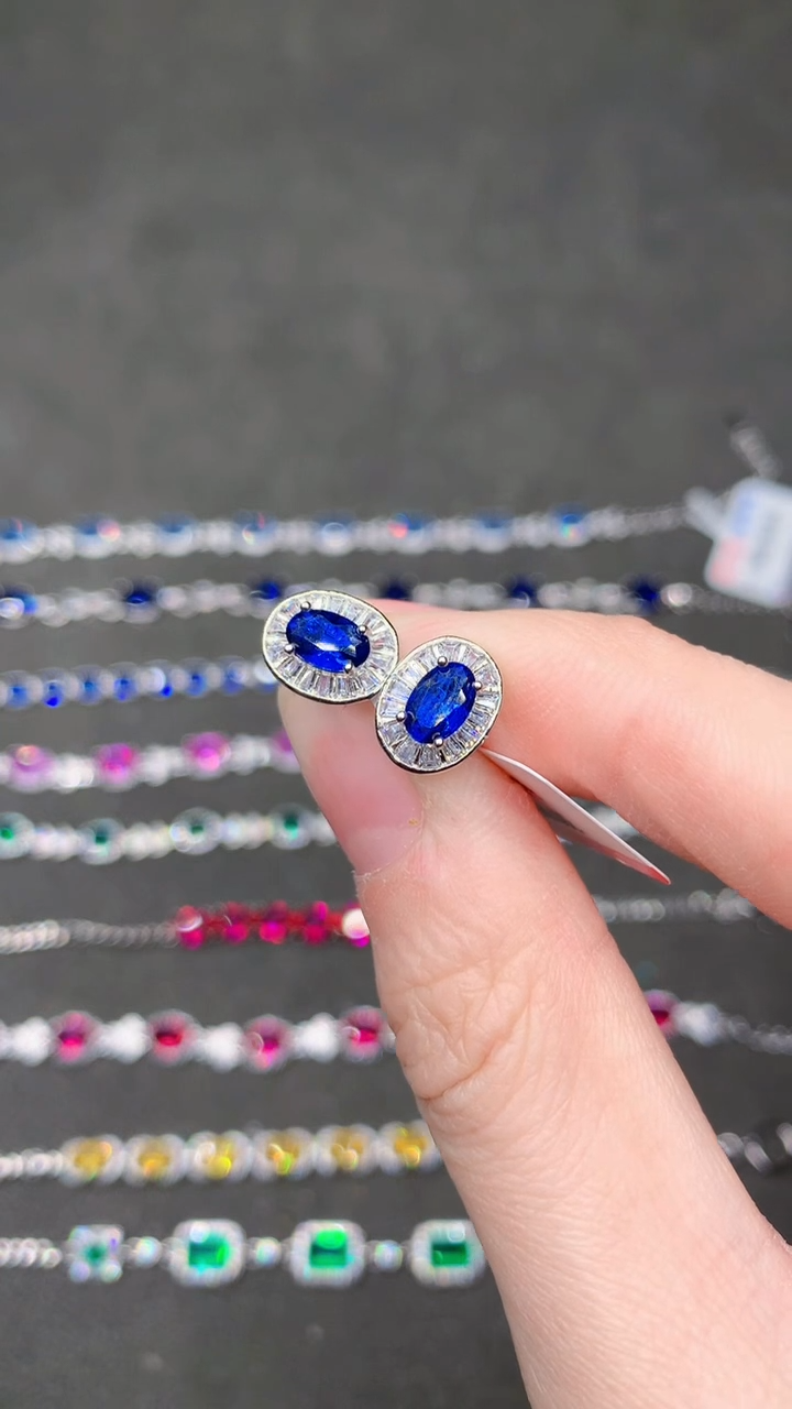 【闪购商品】蓝宝石耳饰银S925镶嵌...