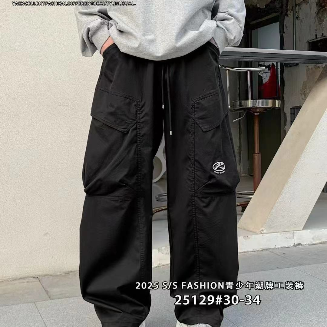 5129黑色秋季青少年潮牌休闲工装裤