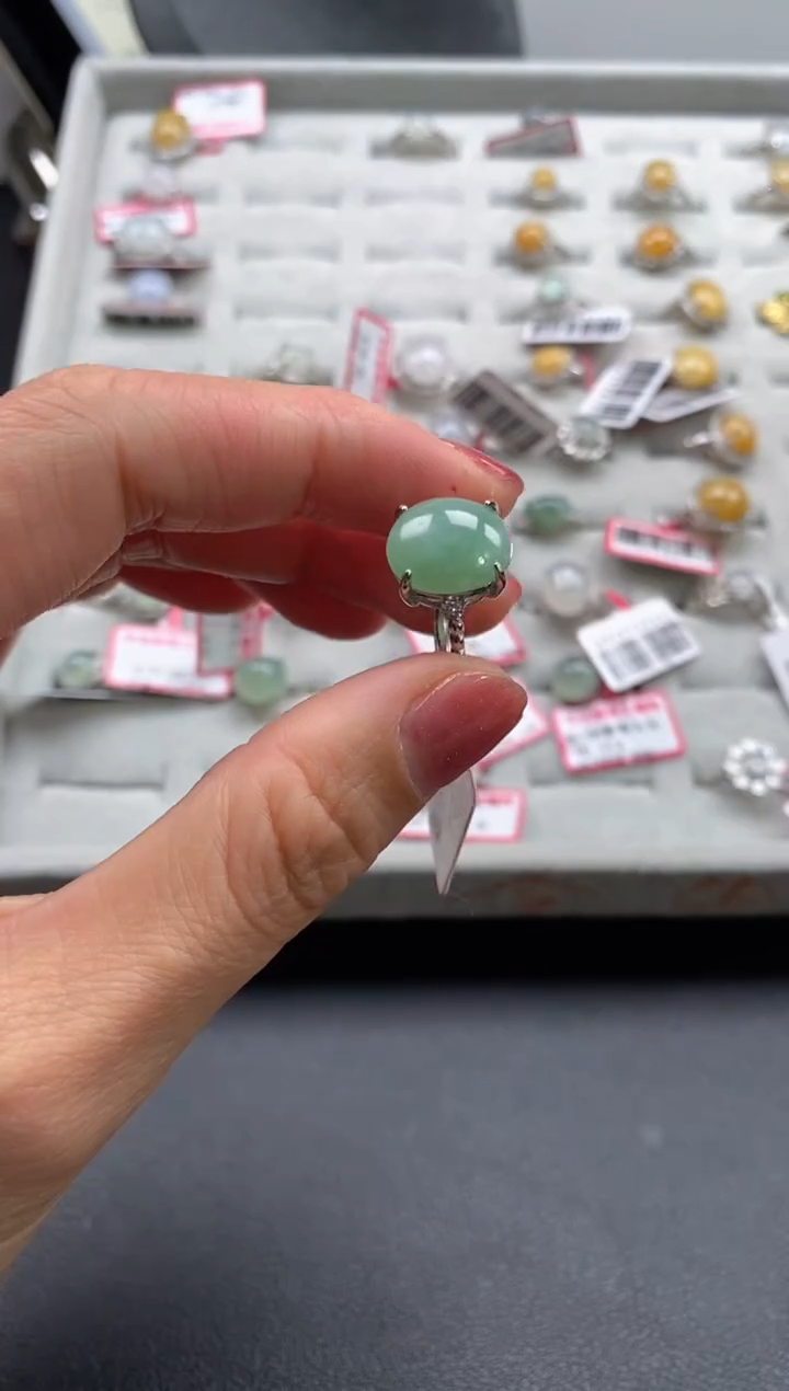 【闪购商品】翡翠戒指银S925镶嵌222222222     5