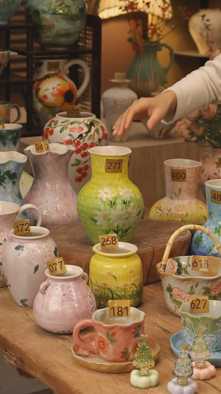 陶瓷景德镇设计师手作花器摆件侘寂风@M271.@