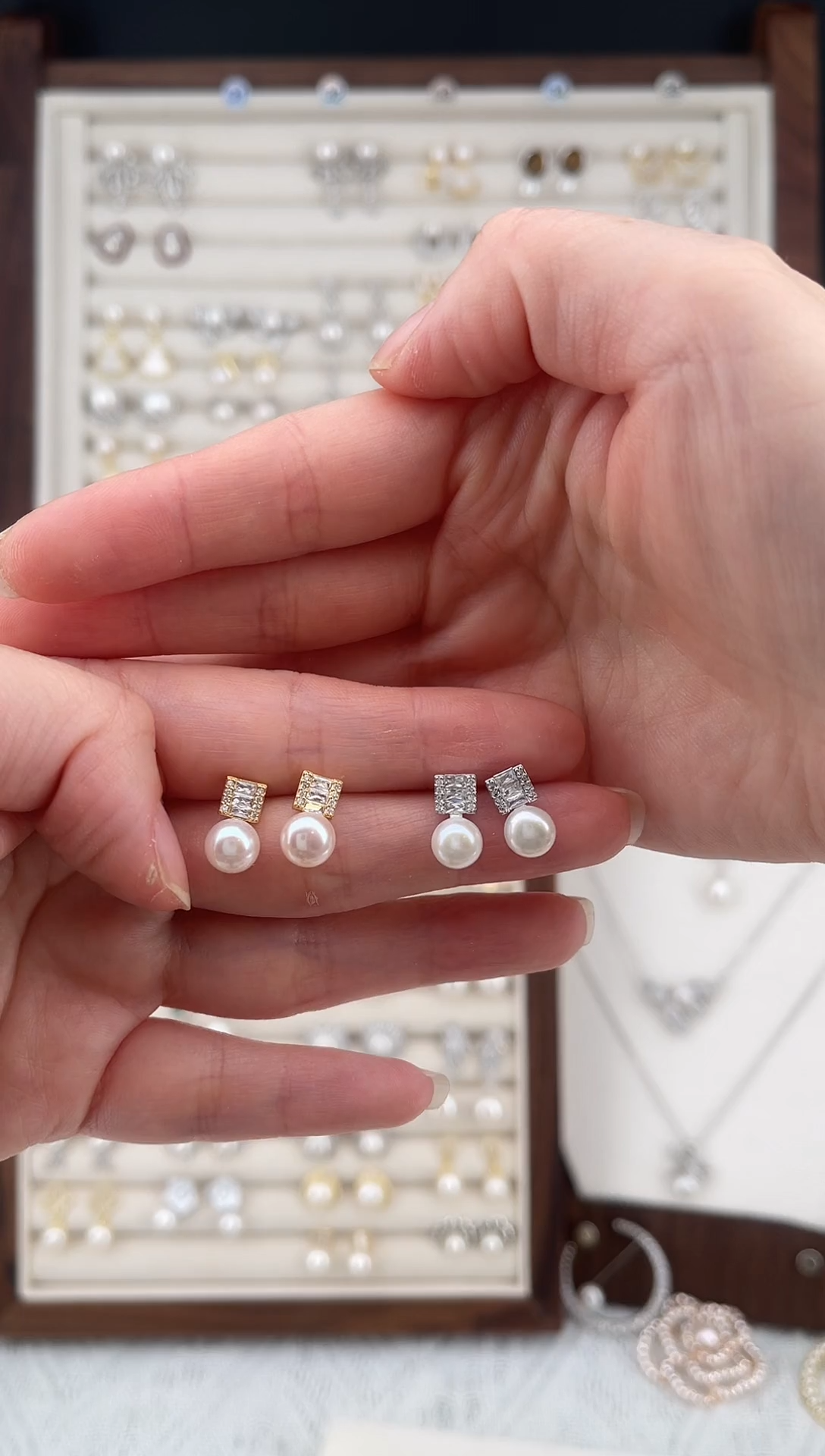 合金耳饰淡水珍珠经典戴妃款下单备注颜色